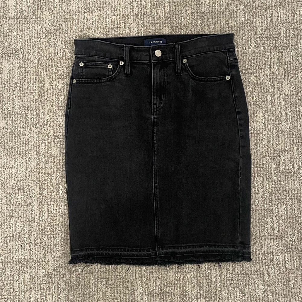 J Crew Black Denim Pencil Skirt